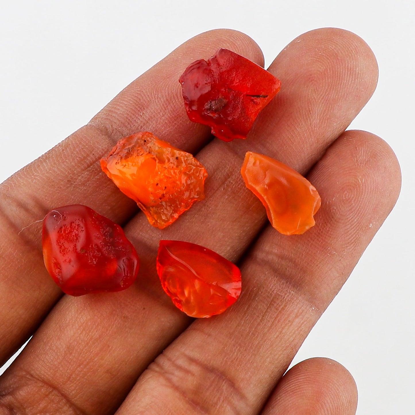 CRYSTALINES (5pcs) Natural Raw Mexican Fire Opal Gemstones, Wholesale Rough Stones, Loose Bulk Supply, DIY Jewelry Making, Healing Crystals, October Birthstone, Gem Collection