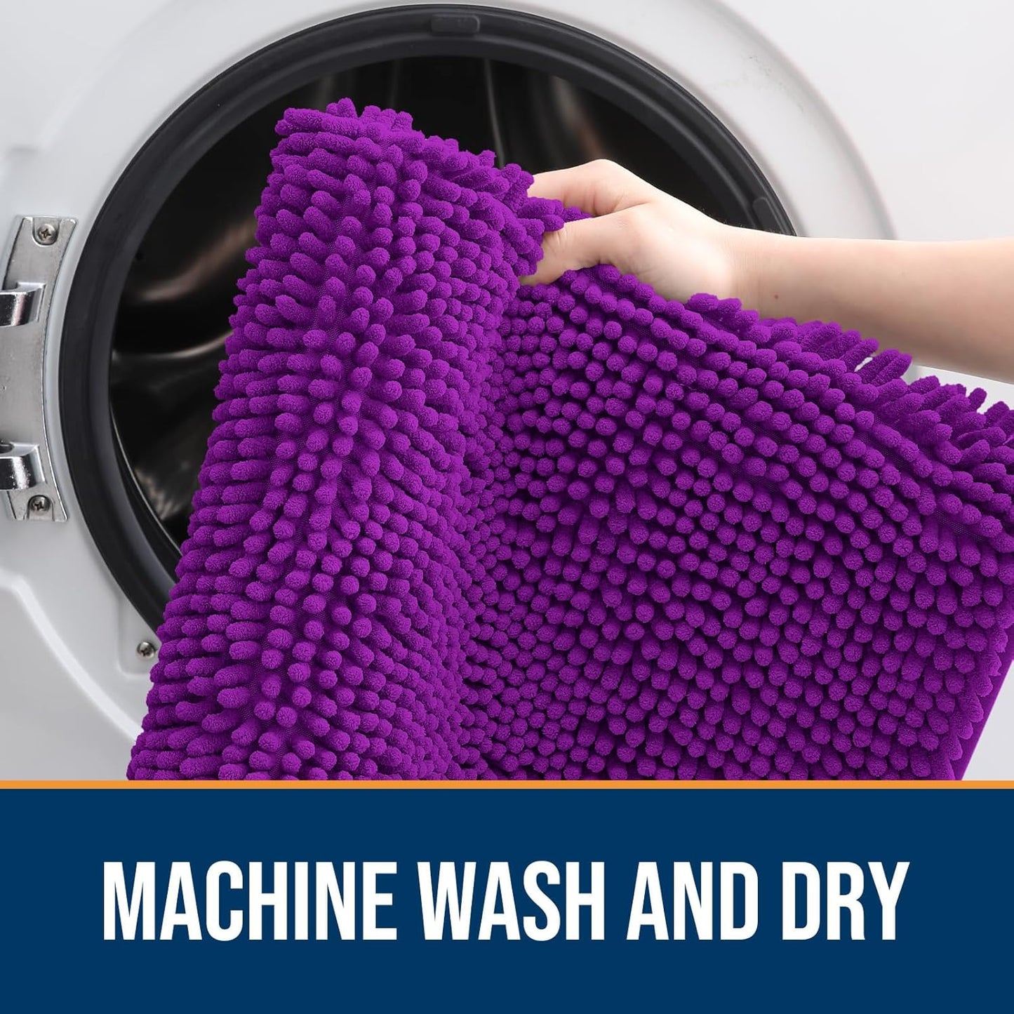 OLANLY Dog Door Mat - Absorbent Non-Slip Washable Chenille Mat for Muddy Paws | 32x20, Purple