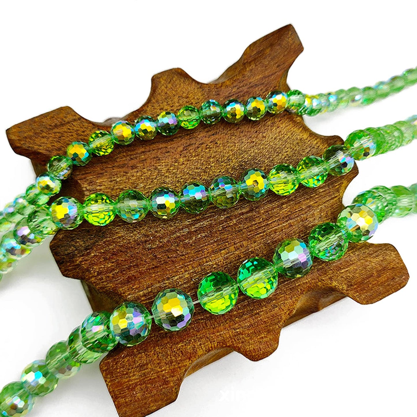 Dowarm 100PCS 8MM Crystal Glass Beads for Jewelry Making, Faceted Crystal Beads for Crafts Bracelet Wind Chimes Suncatcher, #5003 Rondelle Spacer Beads, Loose Gemstones, Light Green AB