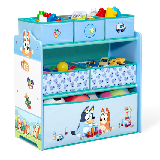 Delta Children - Bluey Design & Store 6 Bin Toy Storage Organizer - Greenguard Gold Certified, Blue