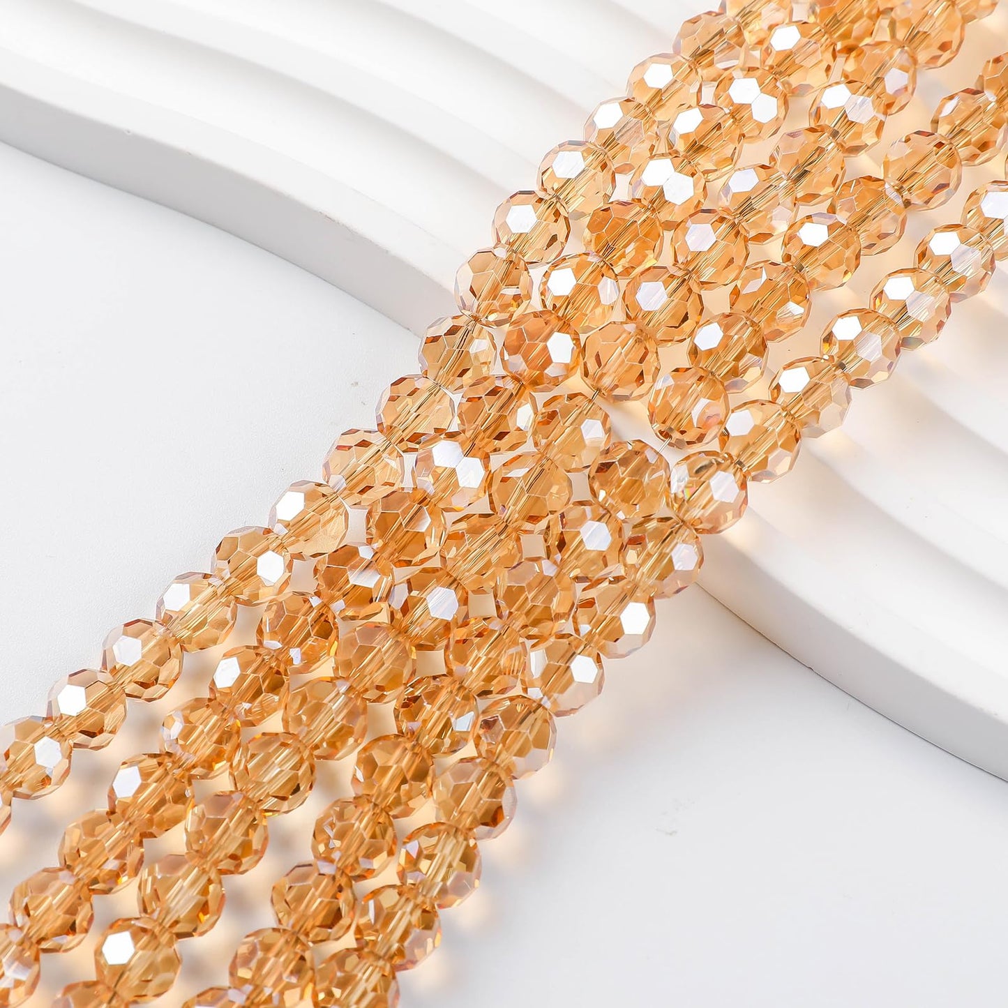 Novborcz 200PCS 8MM Amber Round Crystal Glass Beads for Jewelry Making