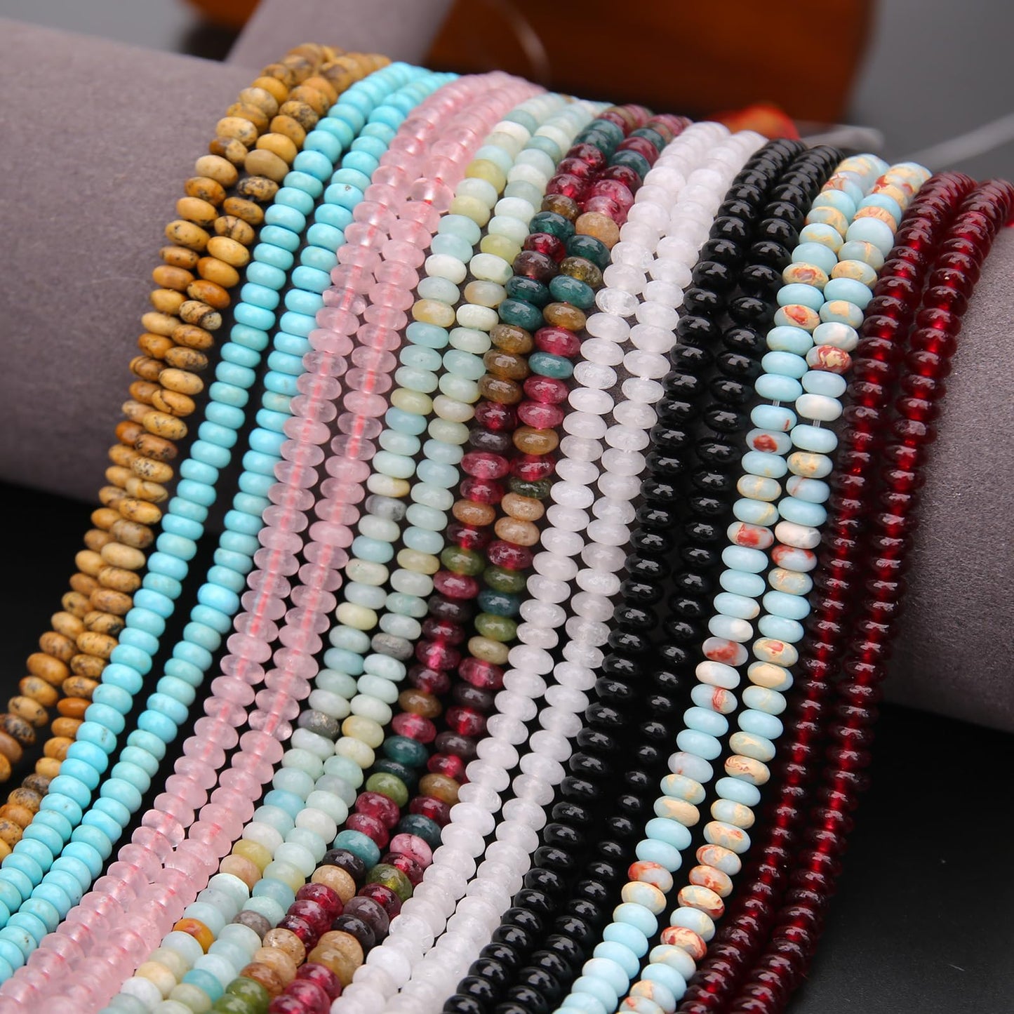 BONNY BOXX 1 Strand (150PCs) Natural 2 * 4mm Pink Opal Rondelle Beads, Natural Abacus Disk Stone Beads Loose Spacer Gemstone for DIY Bracelet Necklace Jewelry Making