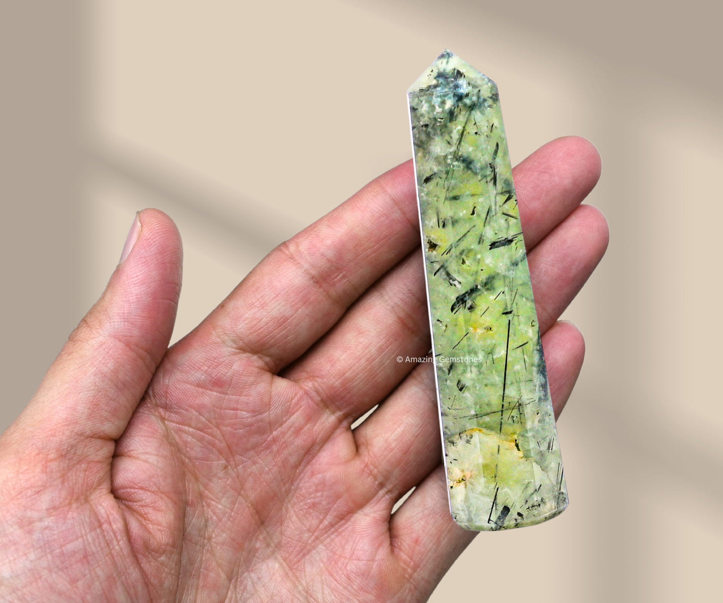 Amazing Gemstone Prehnite Crystal Towers - Natural Healing Crystal Point Obelisk for Reiki Healing and Crystal Grid (3" to 4" INCH)