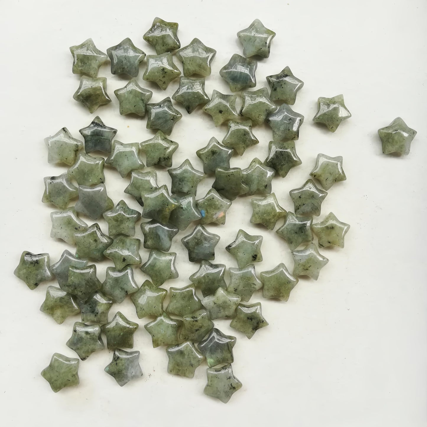 Sunshcat Natural Moonstone 10Pcs Star Shaped Thumb Crystals and Healing Stone,0.6" Haped DIY Jewelry Pendant ﻿