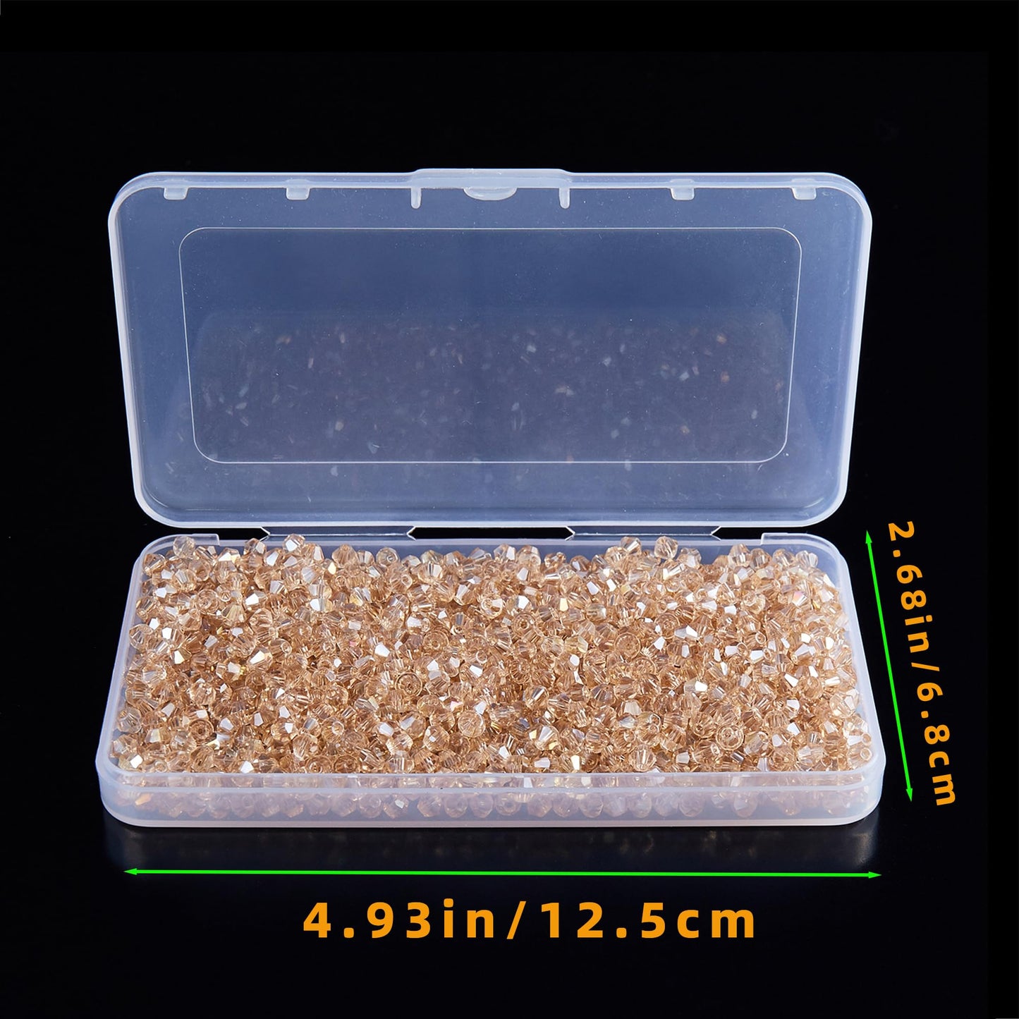 Laopottbeads 1100PCS 4mm Bicone Crystal Glass Beads for Jewelry Making, Sparkling Mini Beads for Suncatchers, DIY Bracelets & Craft Projects (Champagne Silver)