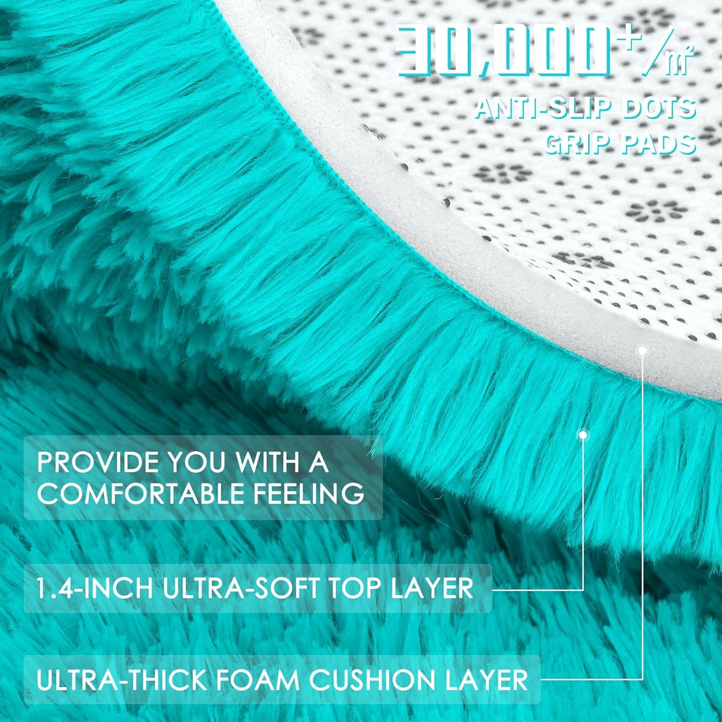 OLANLY Runner Rugs - Soft, Machine Washable Shaggy Carpet for Hallway & Bedroom | Teal Blue
