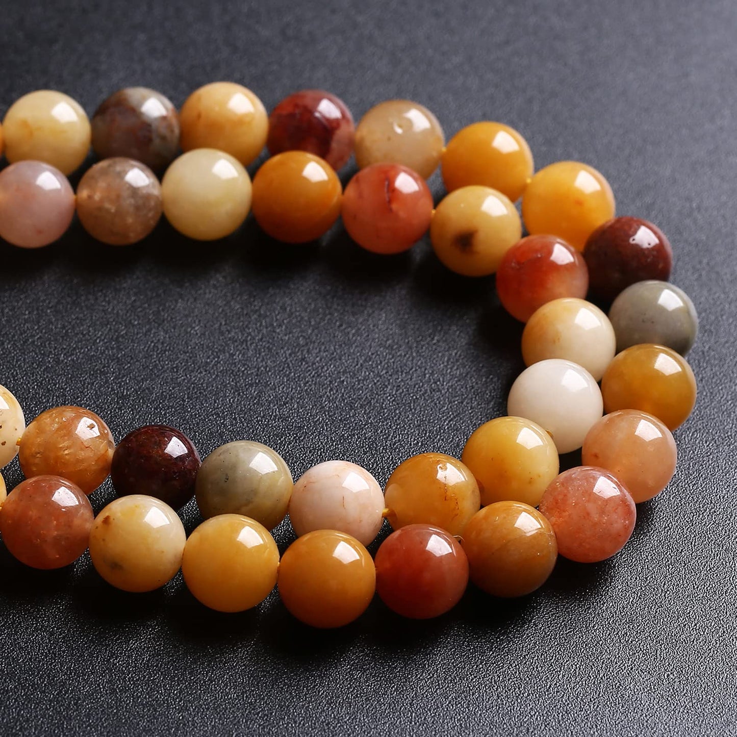 10MM 38PCS Natural Stone Golden Thread Jade Crystal Loose Beads for Jewelry Making DIY Bracelet Necklace 1 Strand 15’’