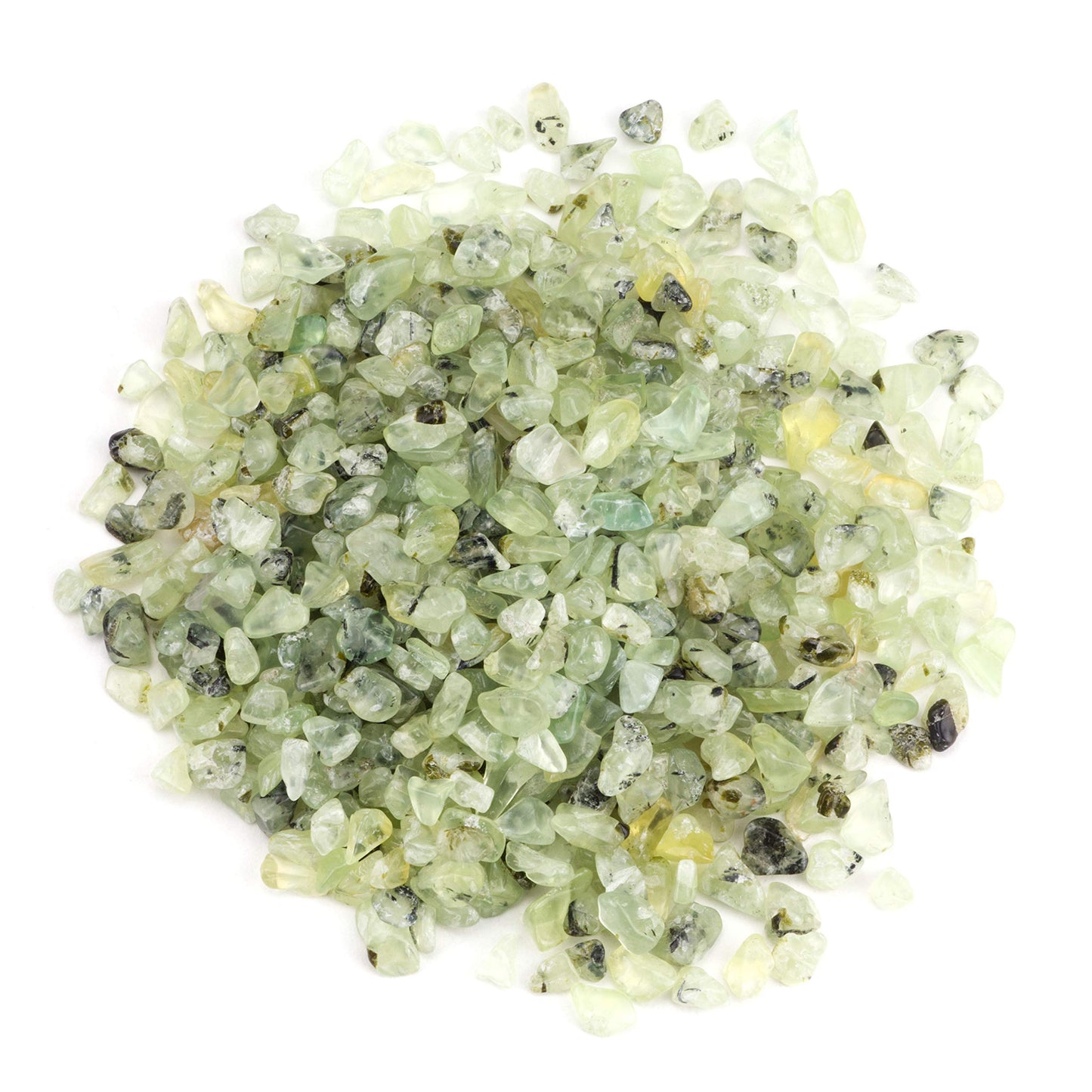 Cherry Tree Collection 1/2 Pound Polished Tumbled Gemstone Chips, Pebbles, Crystal Chips Bulk for Jewelry Making, Healing, Plants, Succulents, Aquariums, Decoration, Chakra (Prehnite)