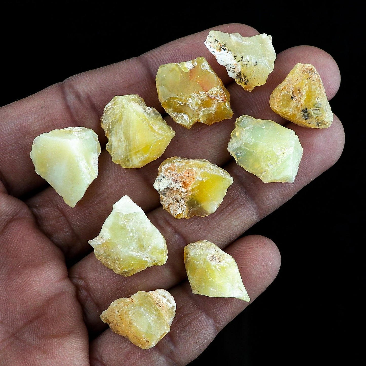 CRYSTALINES 5pcs Wholesale Natural Raw Yellow Opal Gemstone, Untreated Rough Stone, Bulk Loose Supplies, DIY Jewelry Making, Healing Crystals, Wire Wrapping, Birthstone, Gem Collection