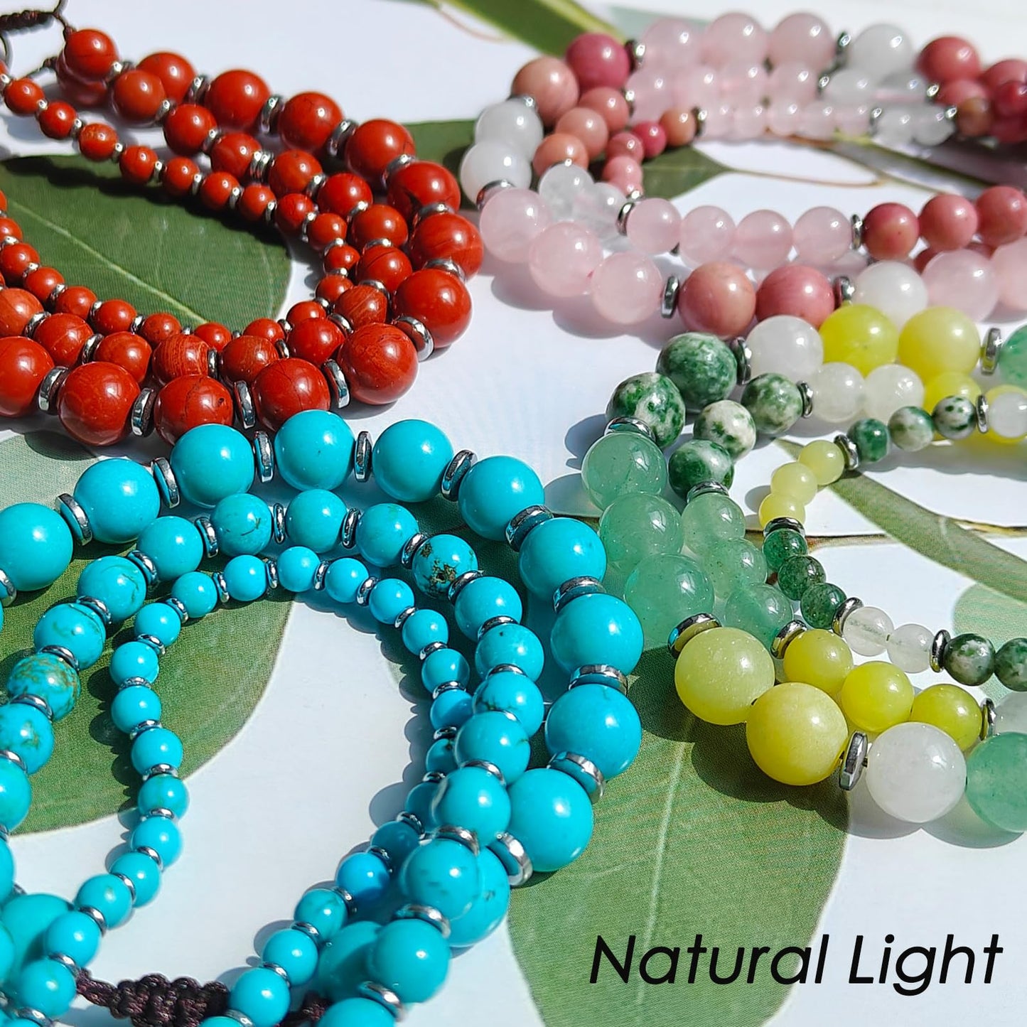 CHCCOYE 4mm Handmade Adjustable Natural Gemstone Crystal Bracelet Healing Power Energy Inspirational Gifts with Card for Unisex (Hematite)