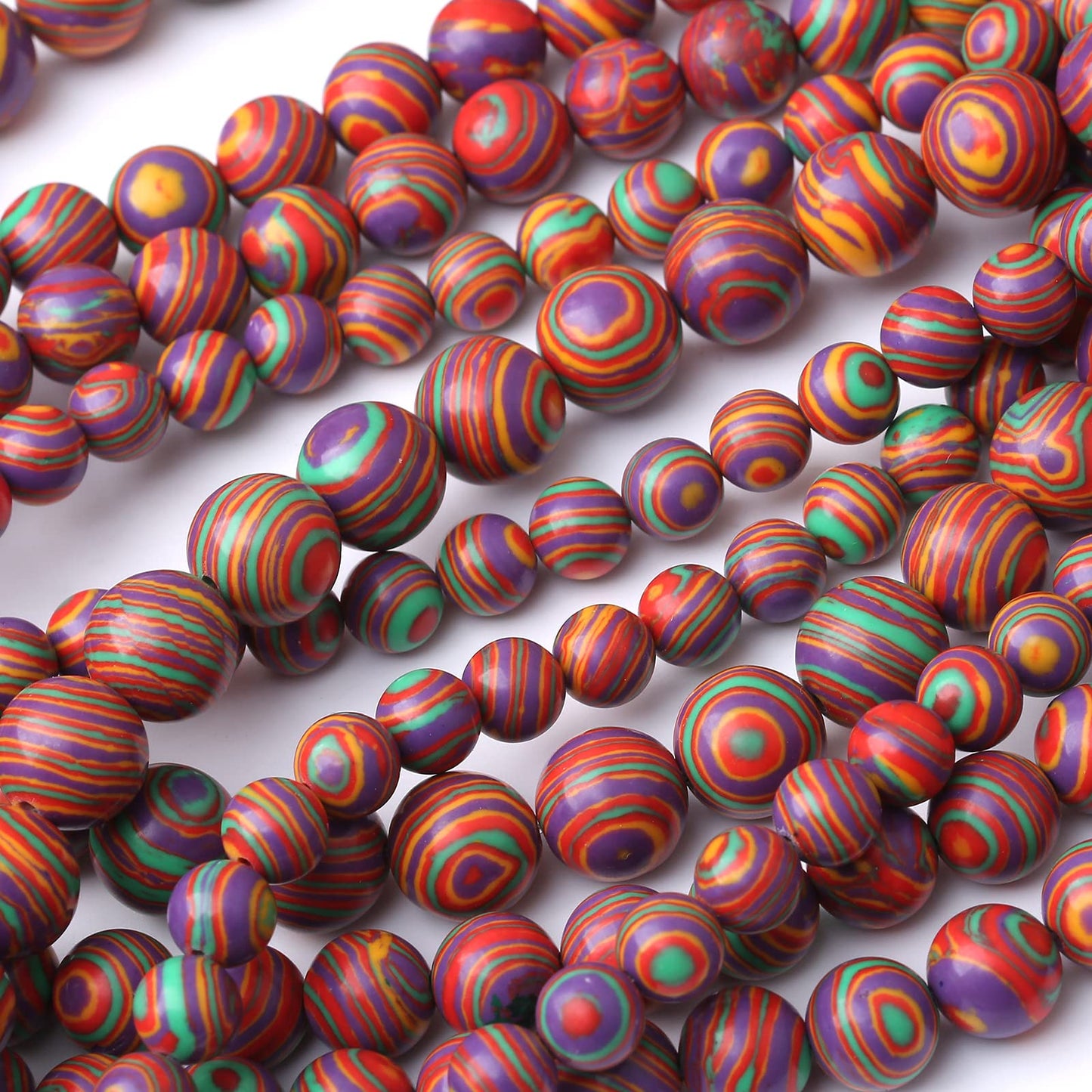 36PCS 10MM Beads Colorful Malachite Beads Round Loose Beads Natural Gem Beads for Jewelry Making 15"