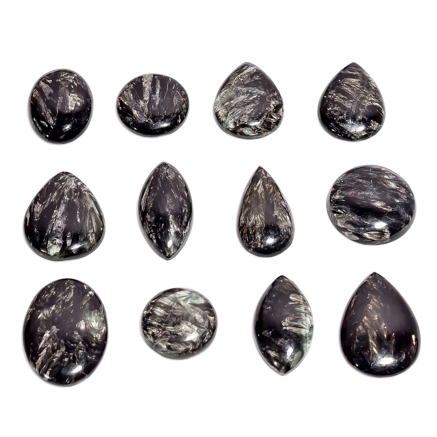 GEMKORA™ 5pcs Golden Seraphinite Gemstone Wholesale Cabochons Lot, Jewelry Making Loose Gemstone, Polished Home Decor Specimen, DIY, Wire Wrapping, Reiki, Healing Crystals, Bulk Gemstone Deal