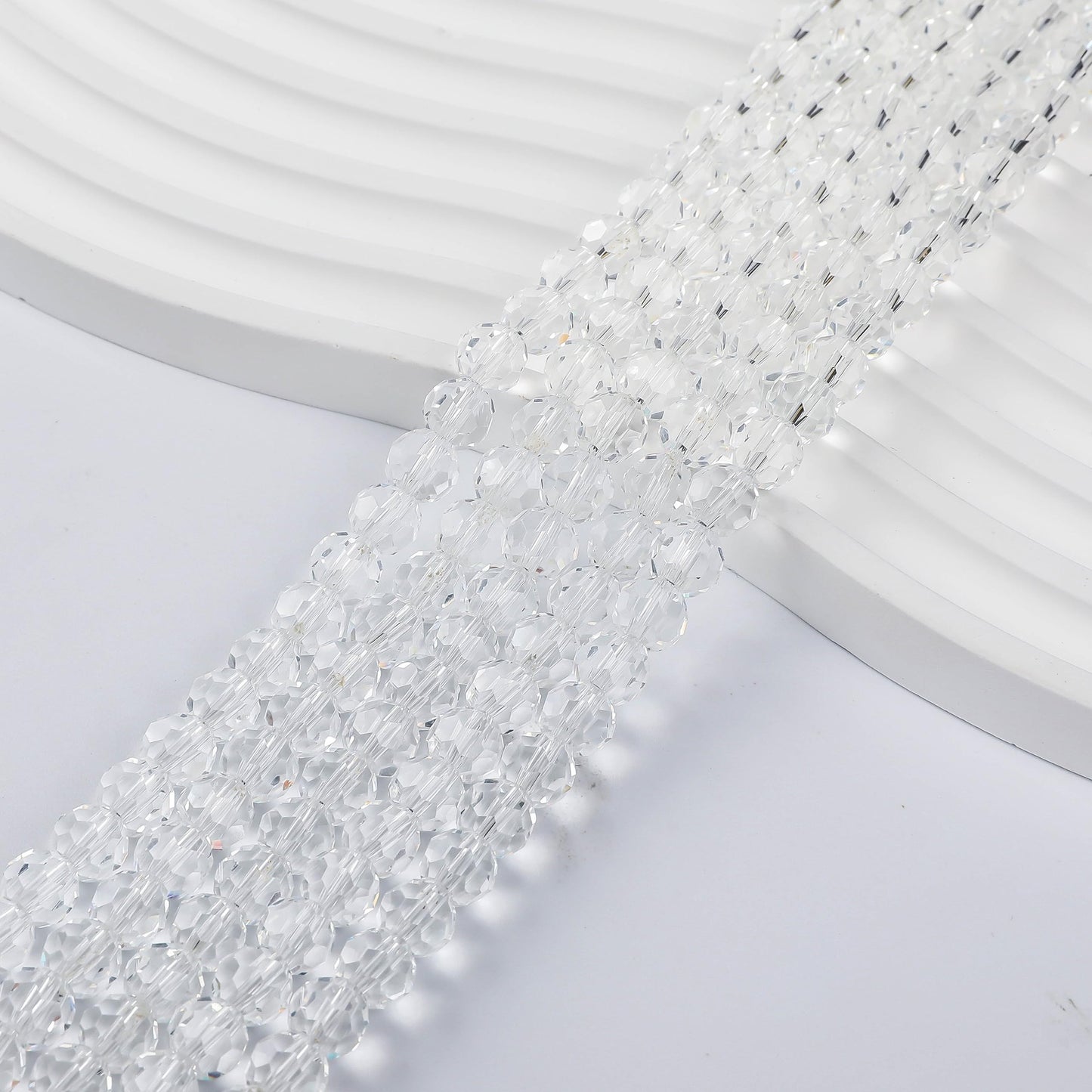 Novborcz 200PCS 8MM White Round Crystal Glass Beads for Jewelry Making