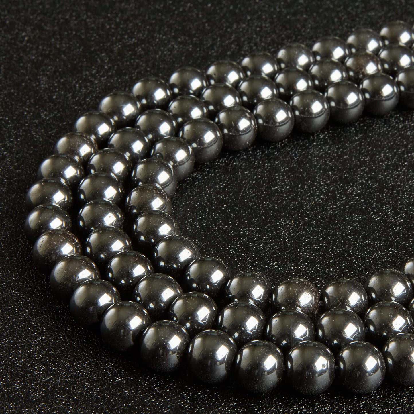 100pcs 10mm Black Hematite Beads Natural Gemstone Beads Round Loose Beads for Jewelry Making