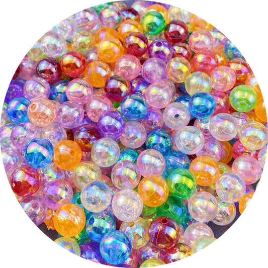 300 Pcs 10mm Acrylic Round Beads AB Colors Round Spacer Beads for Earring Bracelet Necklace Key Chains Jewelry DIY Craft Making(Mix AB Color)
