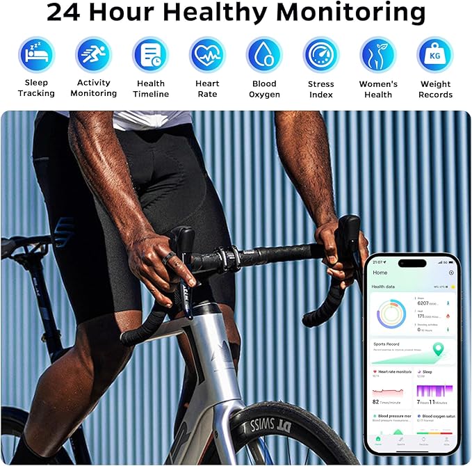 Ultra-Thin Smart Ring for Women Men,Sleep Tracker Ring with Heart Rate, Waterproof Fitness Ring for Activity Monitoring/Steps/Calories,No Subscription Fee,for iSO & Android (Black,7#)