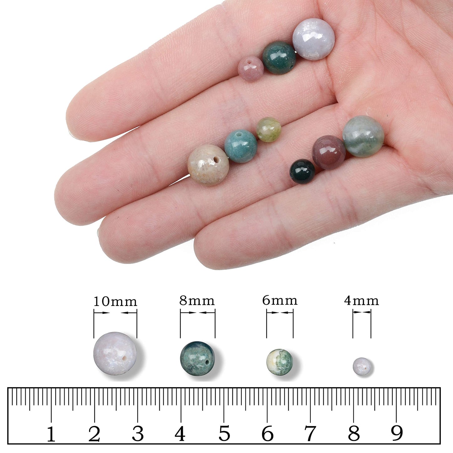 AD Beads Natural Gemstone Round Loose Beads 15" for Bracelet Necklace Earrings Jwelery Making Crafts DIY (6mm, Indian Agate)