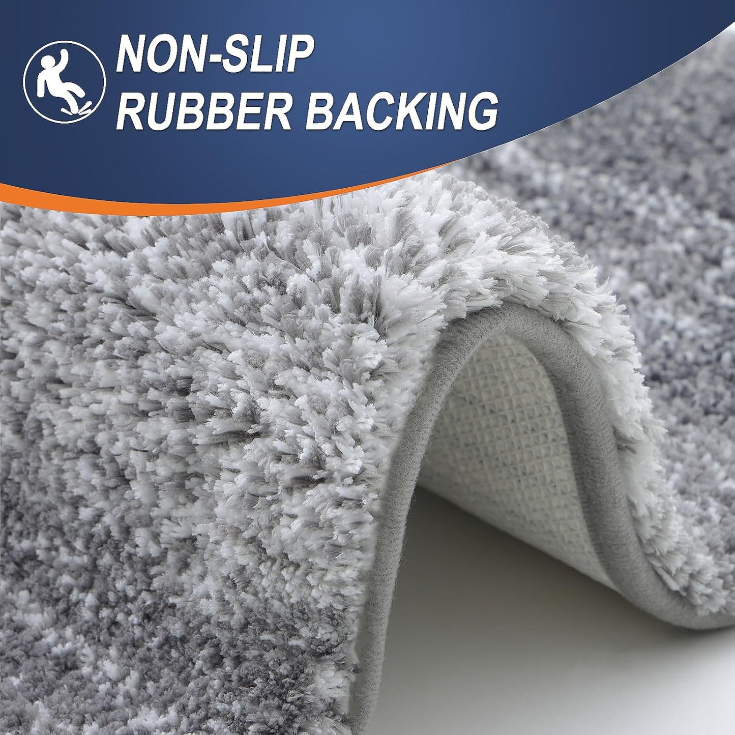 OLANLY Large Microfiber Bathroom Rugs - Extra Soft, Quick Dry, Machine Washable | 50x30 Inches, Grey