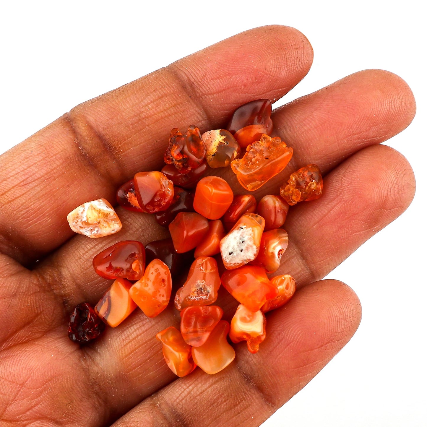 CRYSTALINES 100cts Wholesale Natural Raw Mexican Fire Opal Gemstone, Polished Rough Stone, Bulk Loose Supplies for Jewelry Making, Healing Crystals, Wire Wrapping, Gem Collection, 24-28pcs