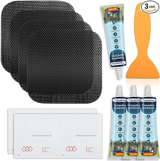 Trampoline Patch Repair Kit 4.1'' x 4.1'' Square Patches | Repair Trampoline Mat Tear or Hole in a Trampoline