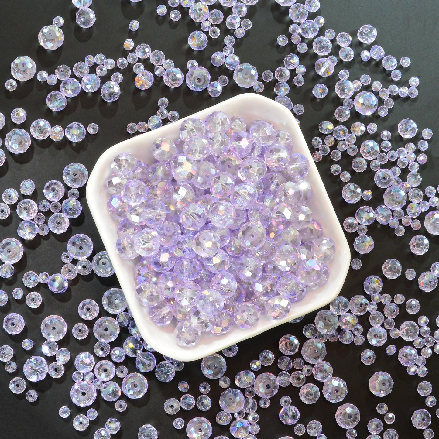 Laopottbeads 460Pcs 8mm Crystal Glass Beads for Jewelry Making Beads for Bracelets Necklace Pendants Making Supplies(Light Purple)