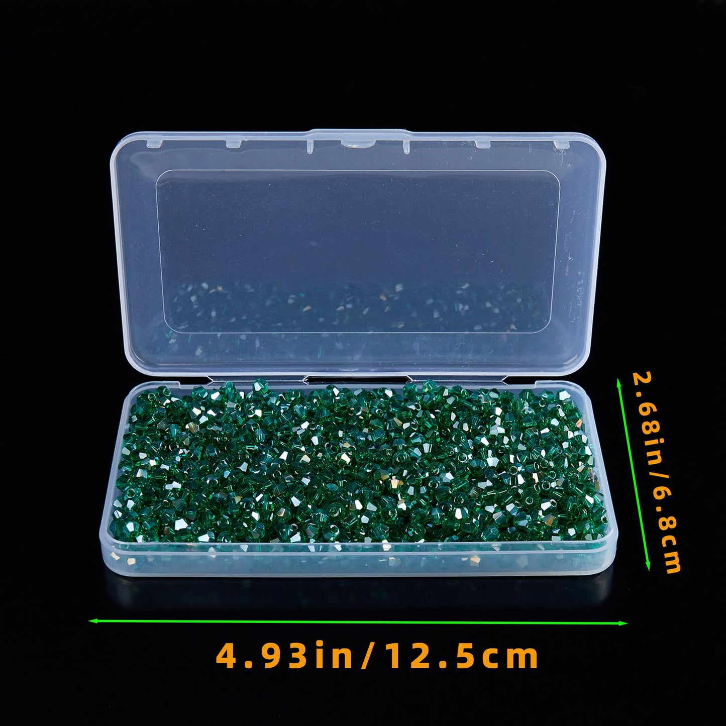 Laopottbeads 1100PCS 4mm Bicone Crystal Glass Beads for Jewelry Making, Sparkling Mini Beads for Suncatchers, DIY Bracelets & Craft Projects (Malachite Green)