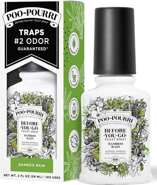 Poo-Pourri Toilet Spray - Bamboo Rain Odor Eliminator | 2 Fl Oz, Up to 100 Uses, TSA Approved