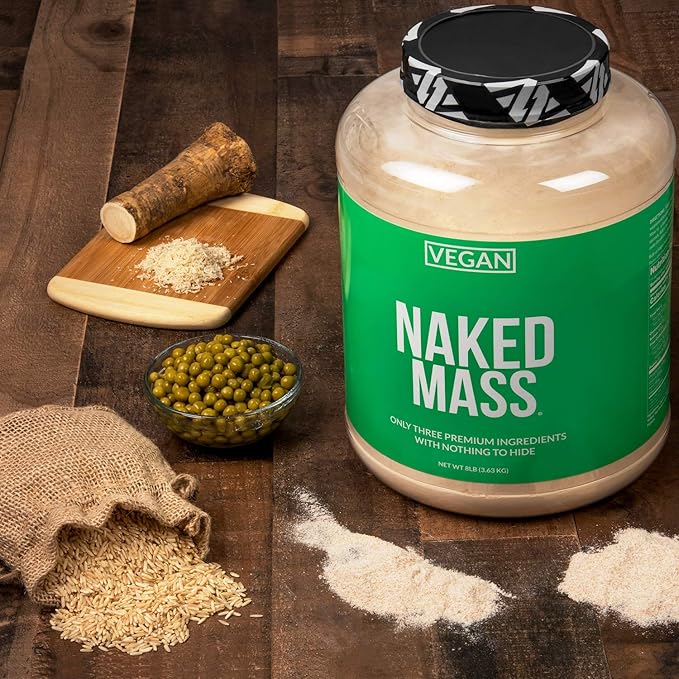 NAKED Vegan Mass - Vanilla Vegan Weight Gainer - 1,230 Calories, Non-GMO, Soy & Gluten Free, No Artificial Ingredients - 12LB Bulk - 17 Servings