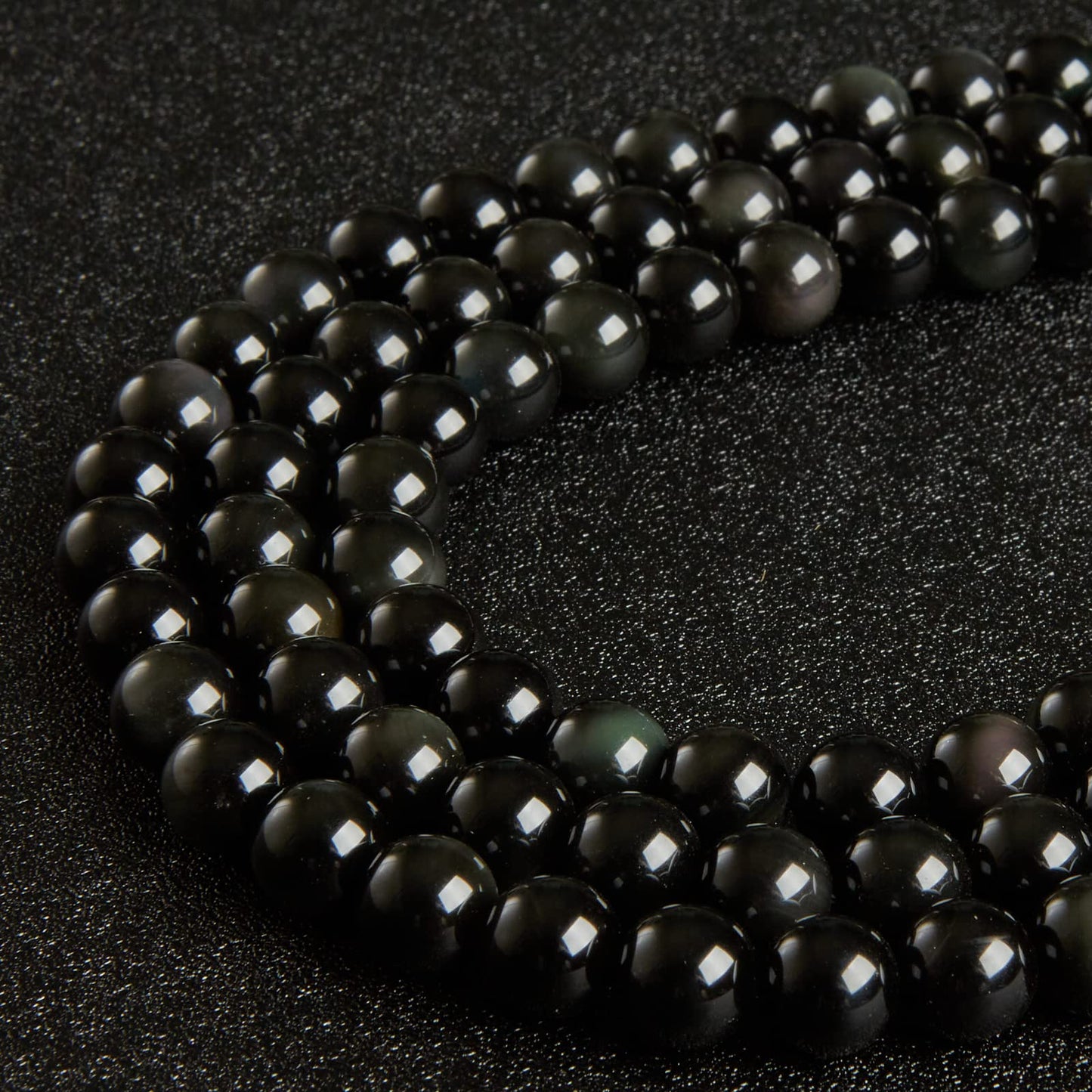 100pcs 10mm Black Obsidian Beads Natural Gemstone Beads Round Loose Beads for Jewelry Making