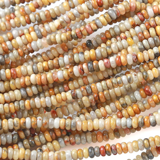 2x4MM 150PCS Crazy Lace Agate Tube Rondelle Abacus Disk Spacer Loose Beads for Jewelry Making