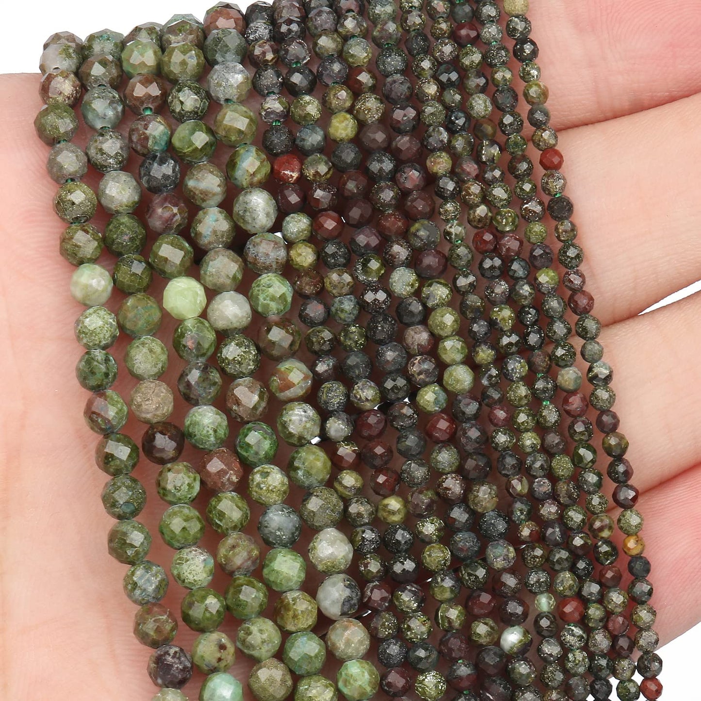 Song Xi 180pcs 2mm Natural Dragon Blood Gemstone Beads Faceted Round Loose Stone Beads for Jewelry Making