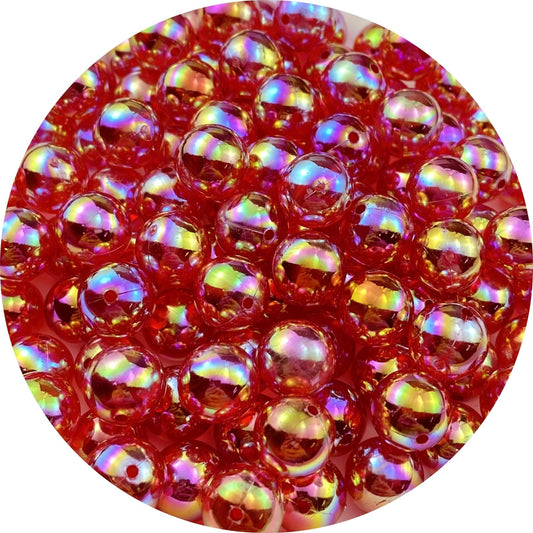 400pcs Acrylic Round Beads 8mm AB Colors Craft Beads Round Spacer Beads with Holes for Earring Bracelet Necklace Key Chains Jewelry Making(Red AB)