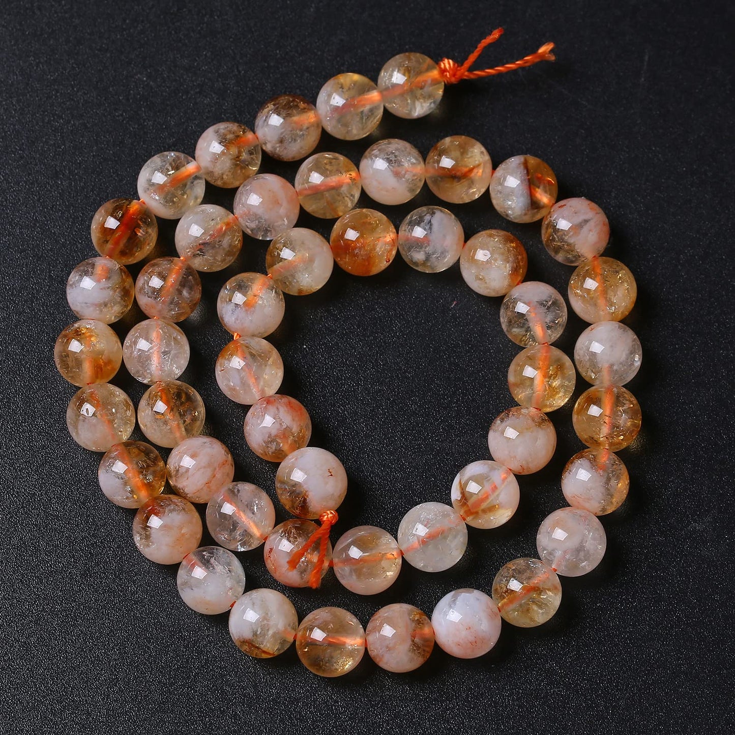 10MM 38PCS Natural Stone Citrine A Grade Quartz Crystal Loose Beads for Jewelry Making DIY Bracelet Necklace 1 Strand 15’’