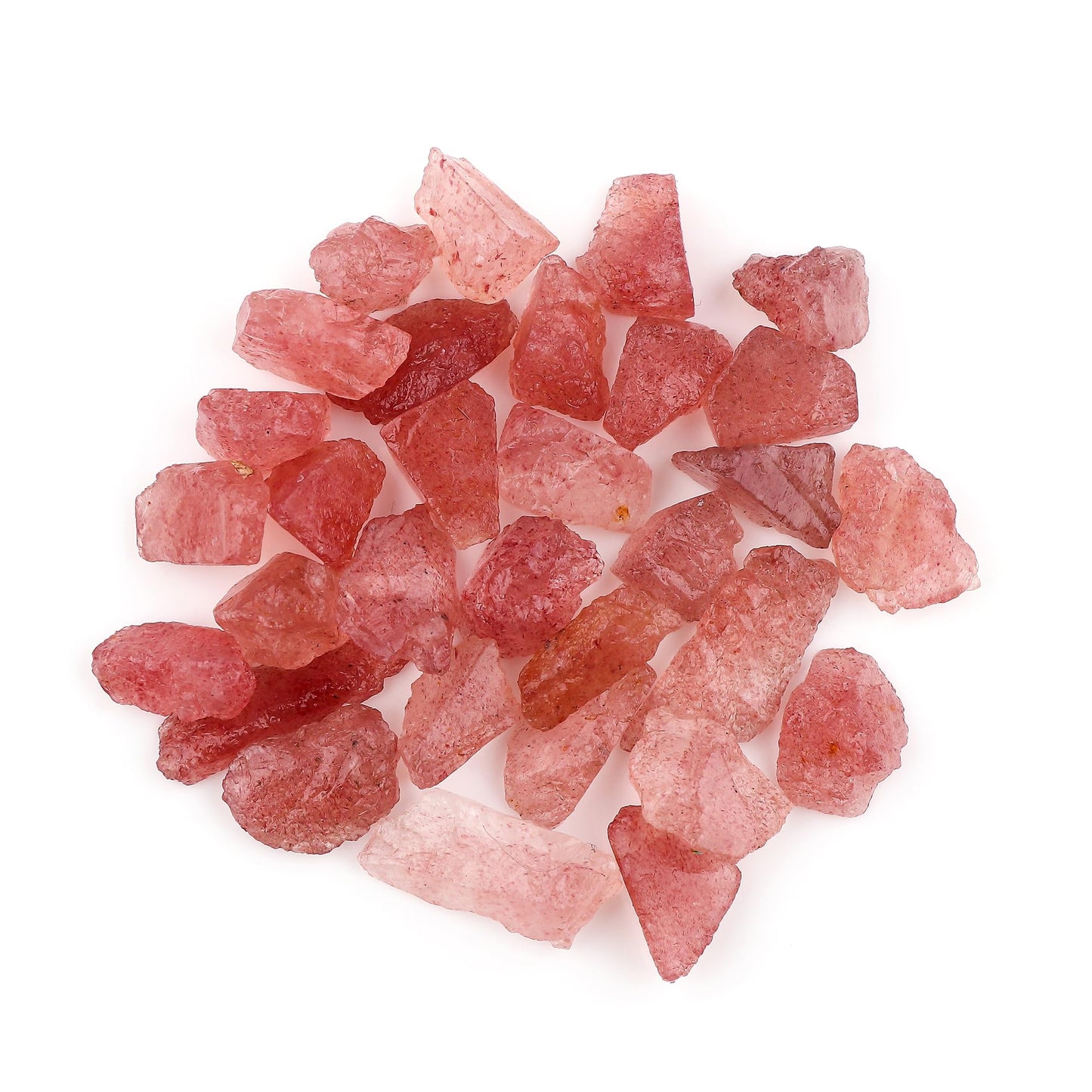 ColouredRocks Strawberry Quartz (200cts) (28-32pcs) (12-20mm) Natural Raw Crystals, Loose Gemstone, Wholesale Rough, Jewelry Making Supply, Chakra Healing Stones, DIY Craft, Gem Collection
