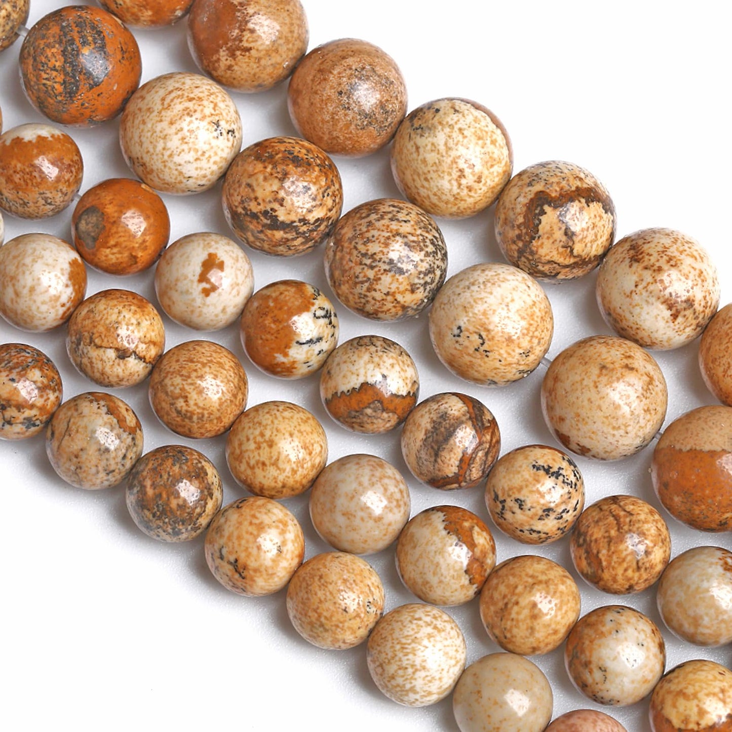 6MM 60PCS Natural Stone Picture Jasper Loose Beads for Jewelry Making DIY Bracelet