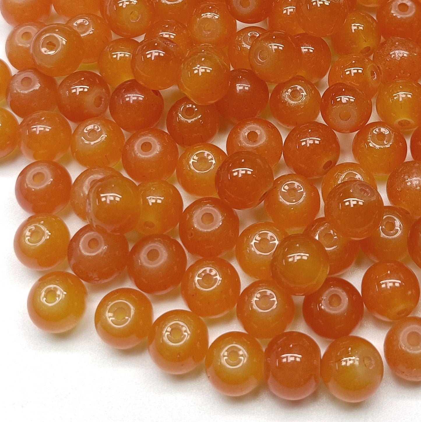 200PCS Glass Beads 8mm Glass Beads for Bracelets Necklaces Jewelry Making DIY Crafts (Orange)