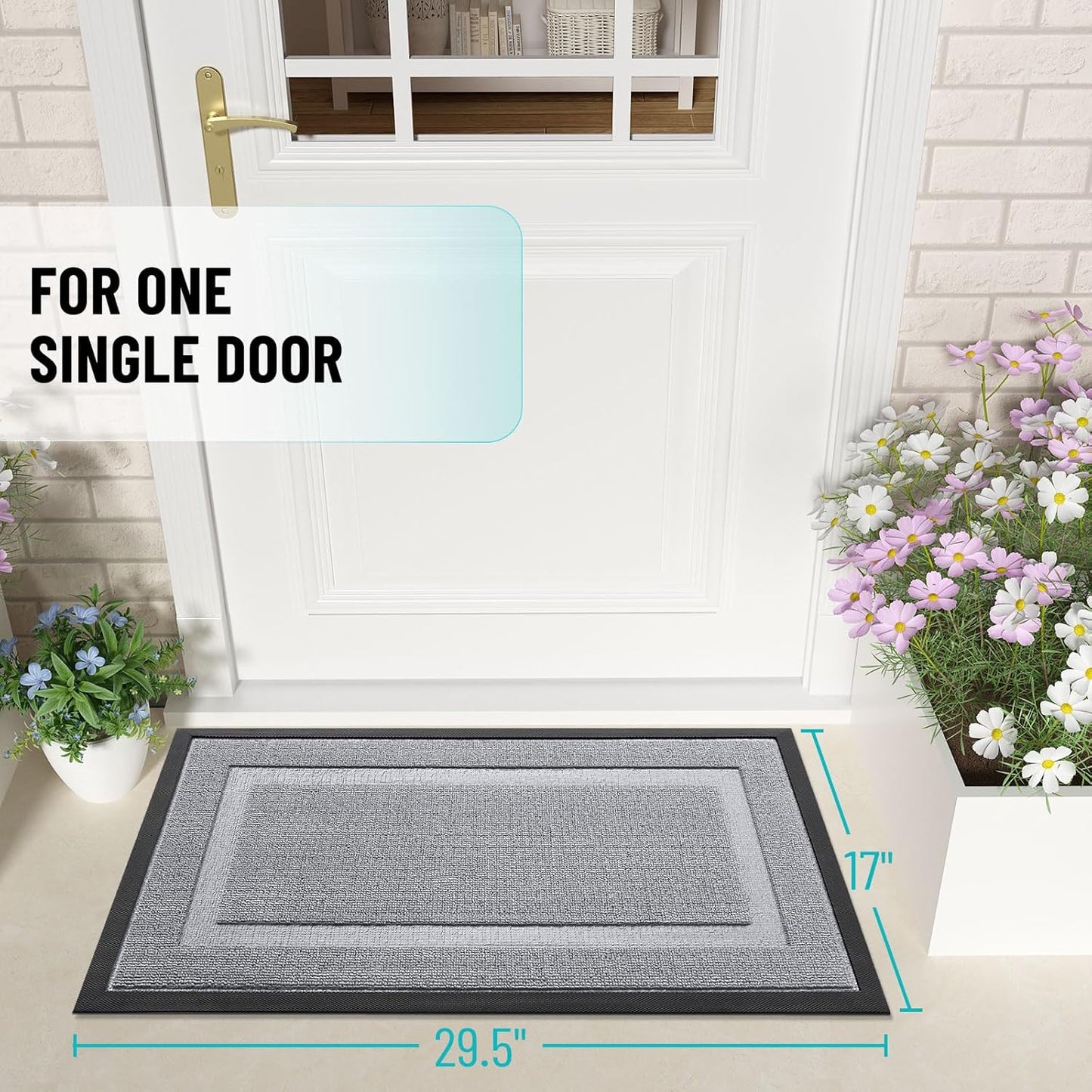 OLANLY Waterproof Front Door Mat - All-Season Indoor/Outdoor Doormat, Easy Clean, 59x23, Silver Gray