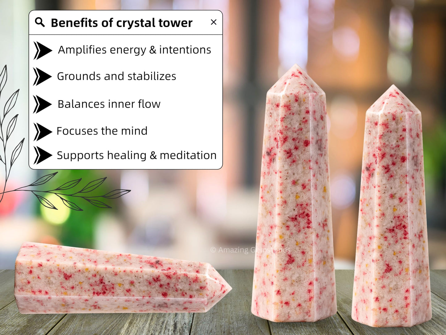 Amazing Gemstone Cinnabarite Crystal Towers - Natural Healing Crystal Point Obelisk for Reiki Healing and Crystal Grid (3" to 4" INCH)