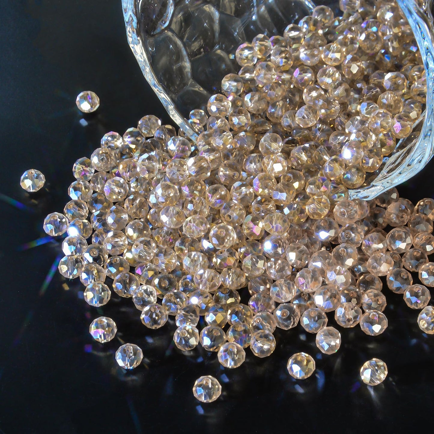 Laopottbeads 500Pcs 6mm Crystal Glass Beads for Jewelry Making Beads for Bracelets Necklace Pendants Making Supplies(Silver Champagne)