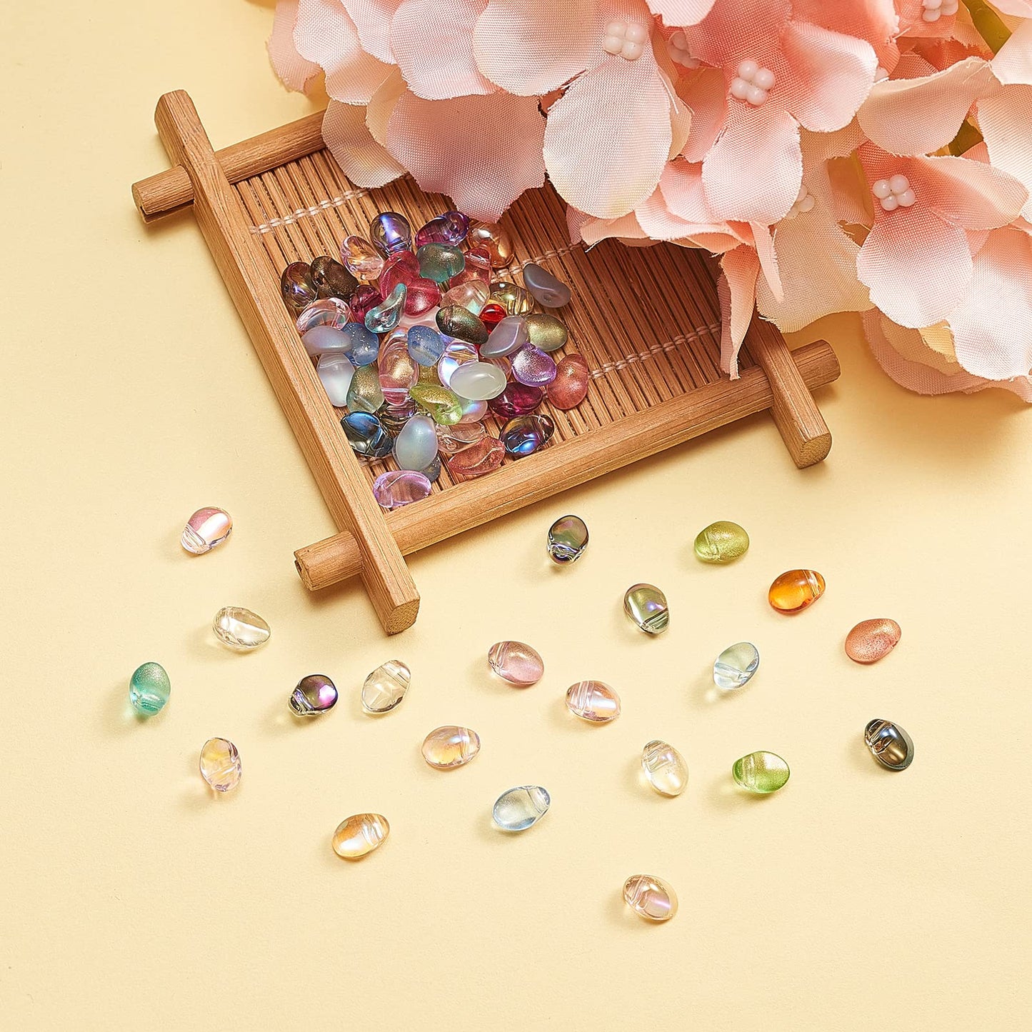 UR URLIFEHALL 100 Pcs Mixed Color Transparent Spray Painted Glass Oval Charms for Earring Bracelet Necklace Jewelry DIY Craft Making