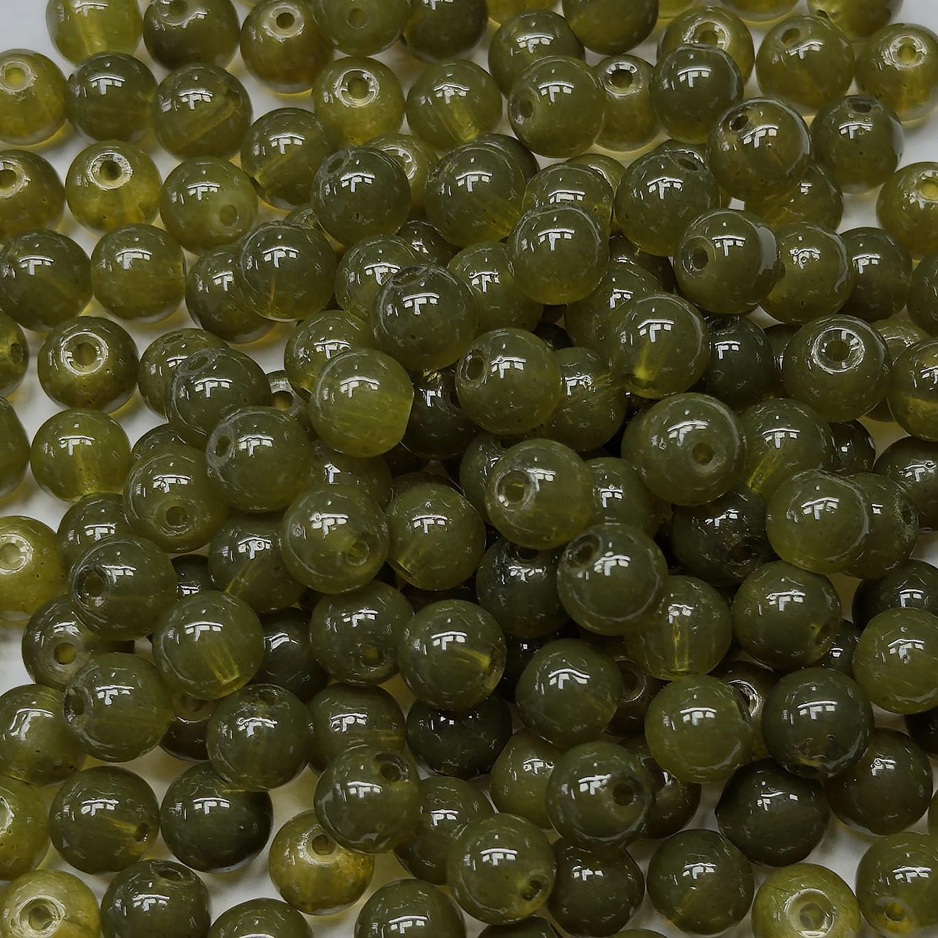 200PCS Glass Beads 8mm Glass Beads for Bracelets Necklaces Jewelry Making DIY Crafts (Olive Green)