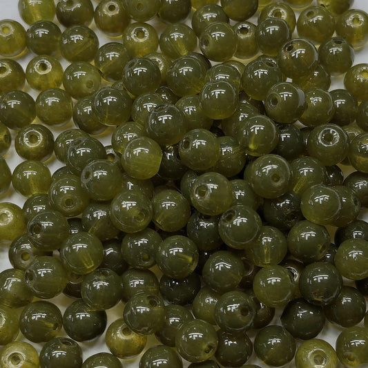 200PCS Glass Beads 8mm Glass Beads for Bracelets Necklaces Jewelry Making DIY Crafts (Olive Green)