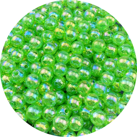 300 Pcs 10mm Acrylic Round Beads AB Colors Round Spacer Beads for Earring Bracelet Necklace Key Chains Jewelry DIY Craft Making(Green AB)
