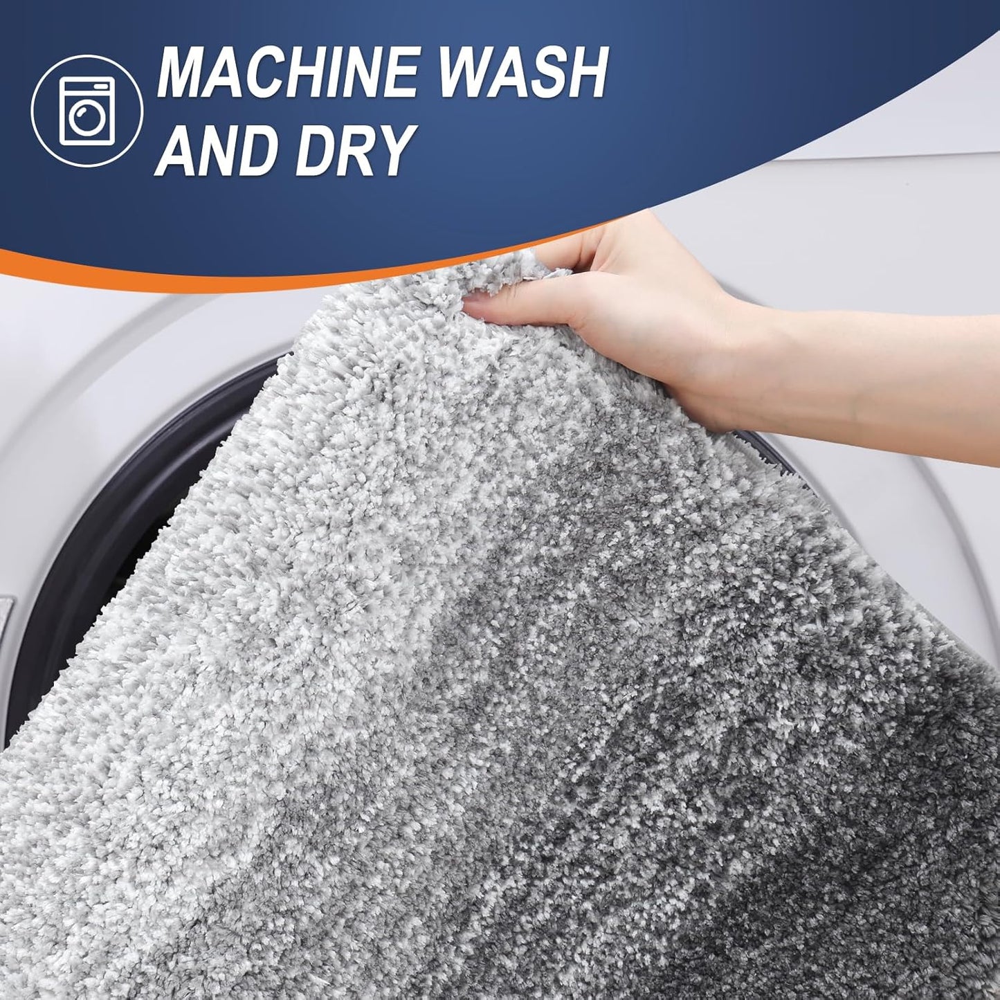 OLANLY Large Microfiber Bathroom Rugs - Extra Soft, Quick Dry, Machine Washable | 50x30 Inches, Grey