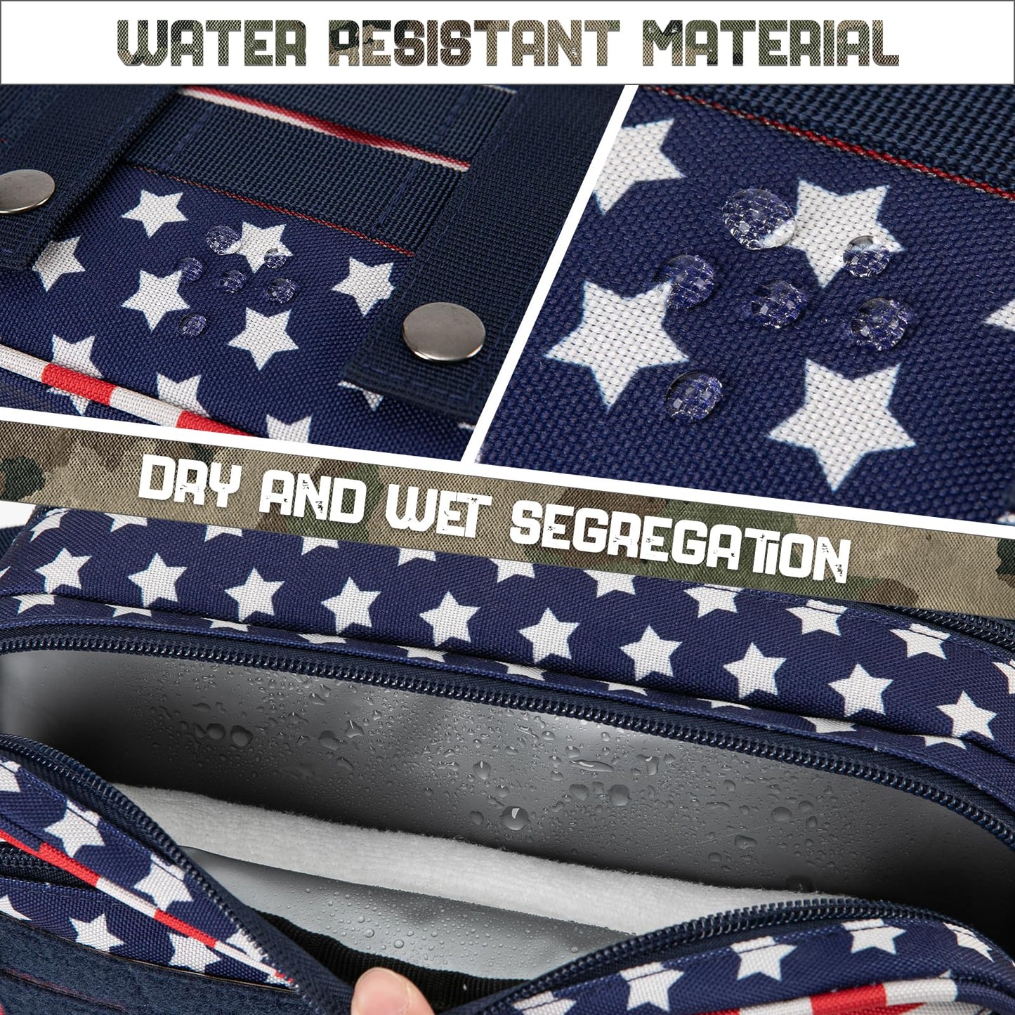 QT&QY Tactical Toiletry Bag For Men Hygiene Bag EDC Military Tool Molle Pouches Small Dopp Kit Mens Shaving Kit Travel shower Bags Star-Spangled