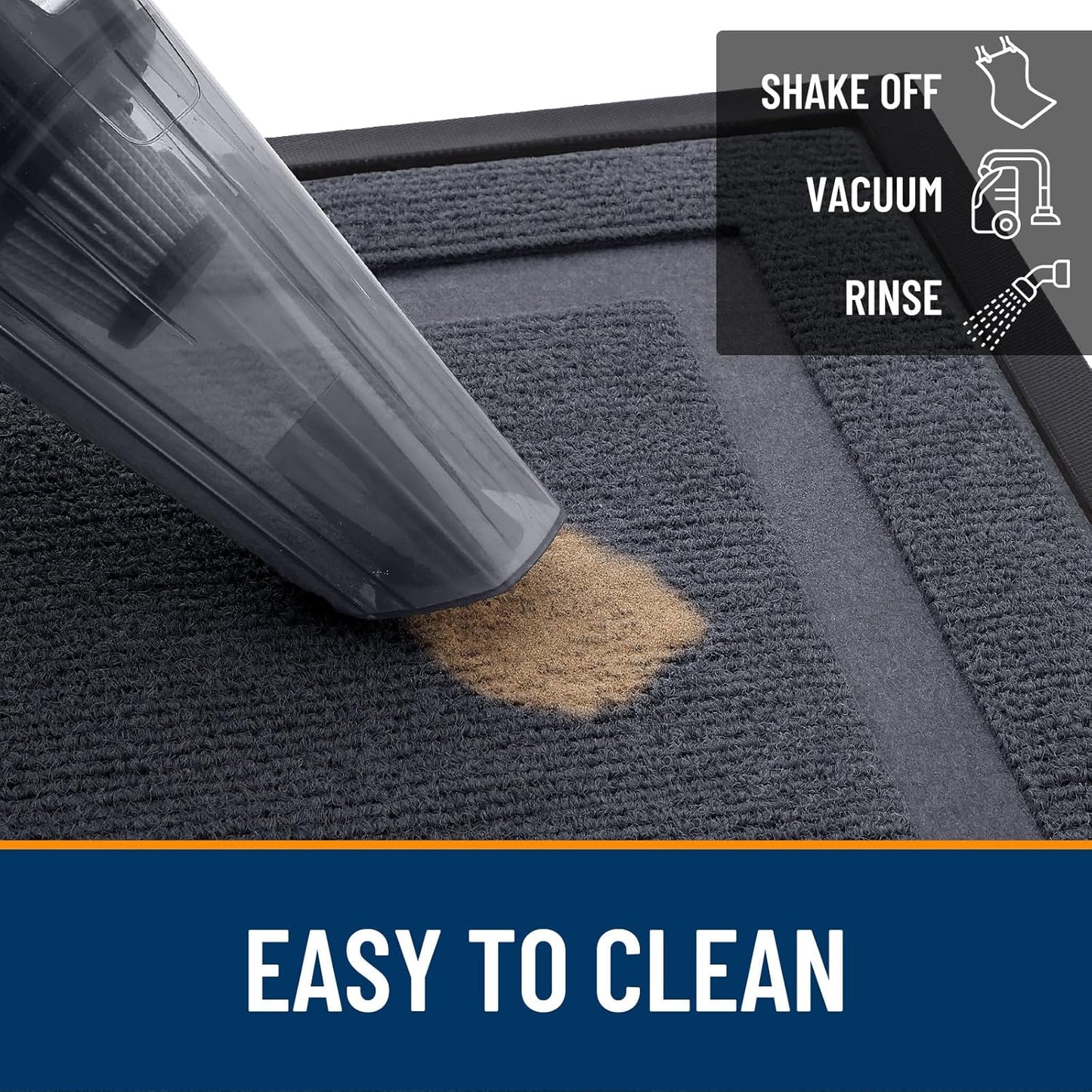 OLANLY Waterproof Front Door Mat - All-Season Indoor/Outdoor Doormat, Sturdy Natural Rubber, 71x47, Light Grey