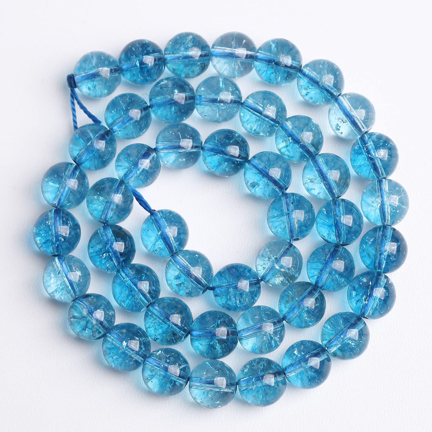 6mm 60PCS Blue Crystal Crackle Quartz Stone Spacer Round Loose Beads for Jewelry Making DIY Bracelet 15 inches Strand