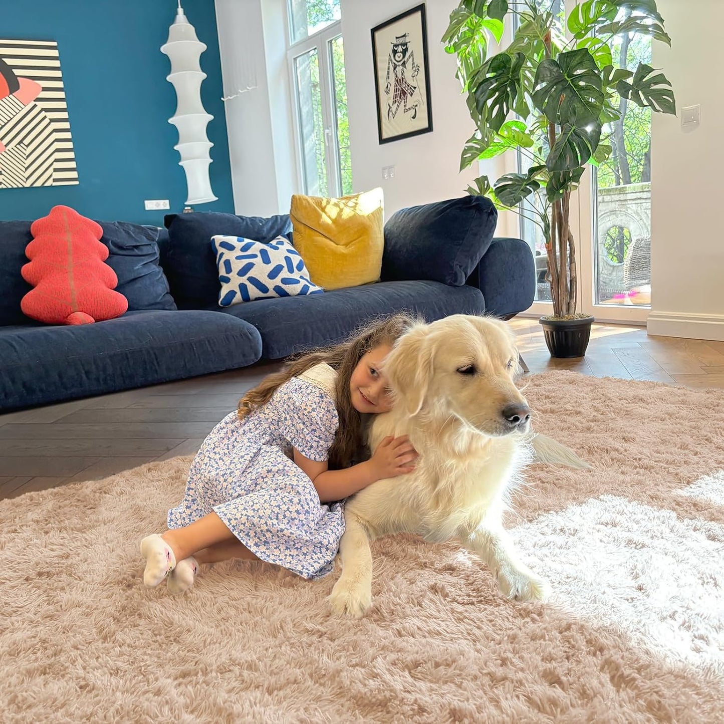 OLANLY Machine Washable 2x6 Runner Rug - Soft Fluffy Shaggy Carpet for Bedroom & Hallway | Beige