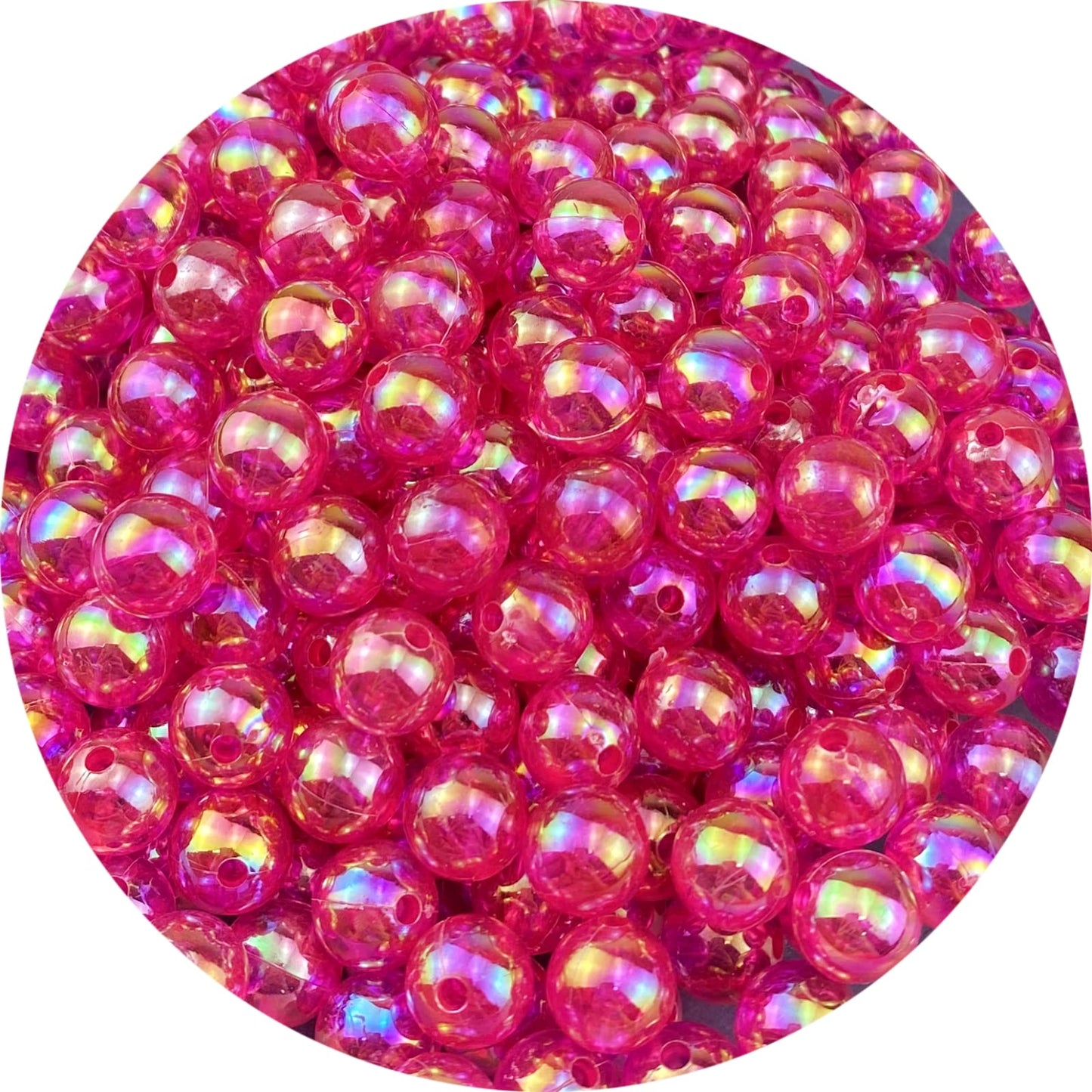 300 Pcs 10mm Acrylic Round Beads AB Colors Round Spacer Beads for Earring Bracelet Necklace Key Chains Jewelry DIY Craft Making(Rose Red AB)