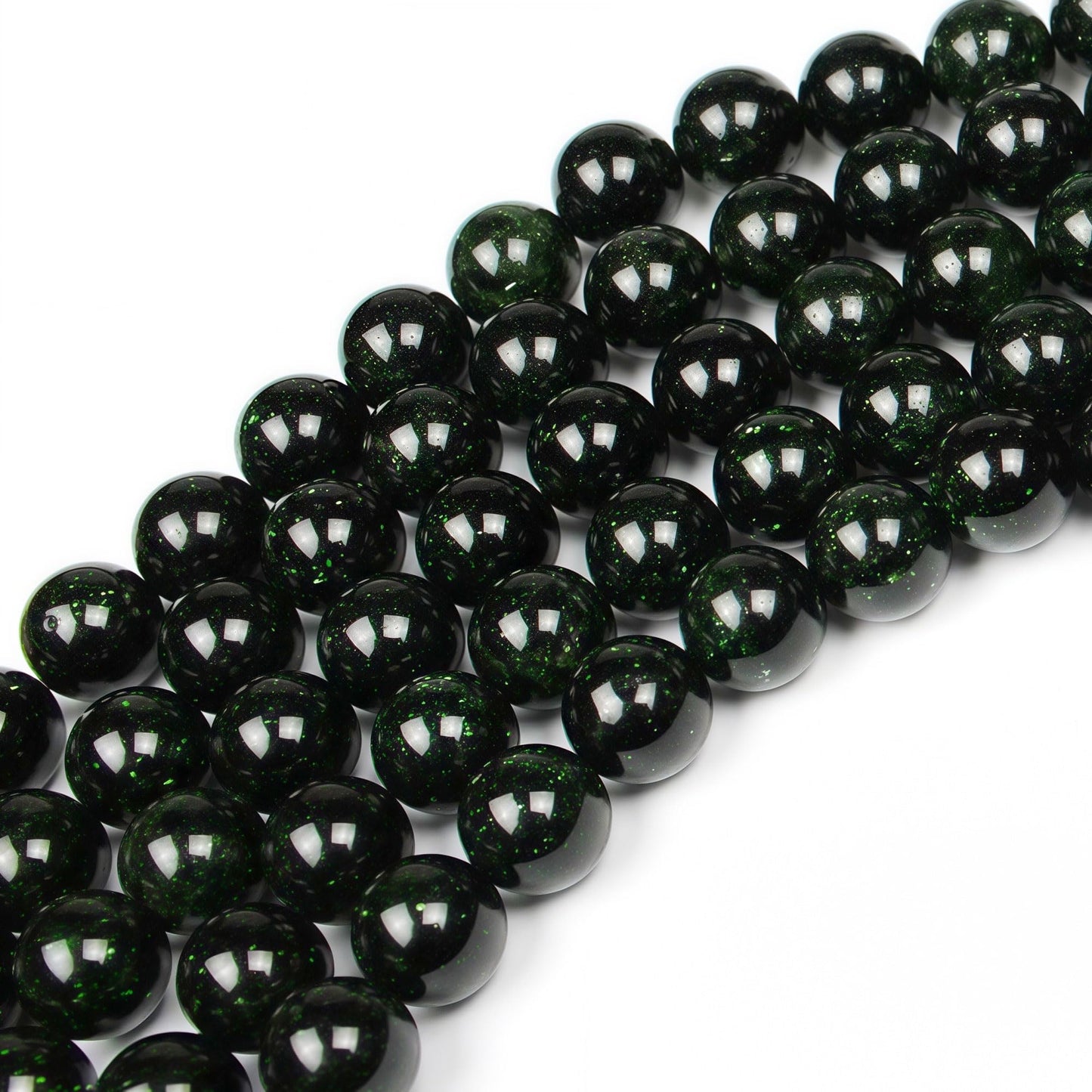 MJDCB Best Sellers Green Sand Stone Round Stone Beads for Jewelry Making DIY Bracelet Necklace (8mm)